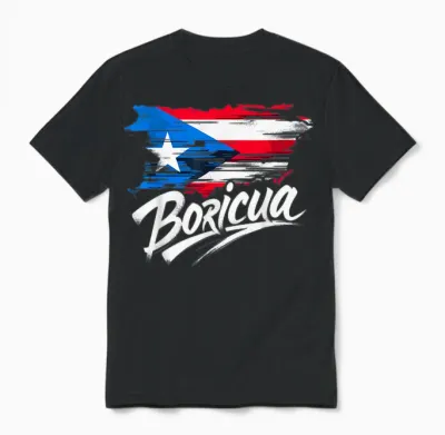 Puerto Rico Flag Boricua Unisex T-Shirt - Black