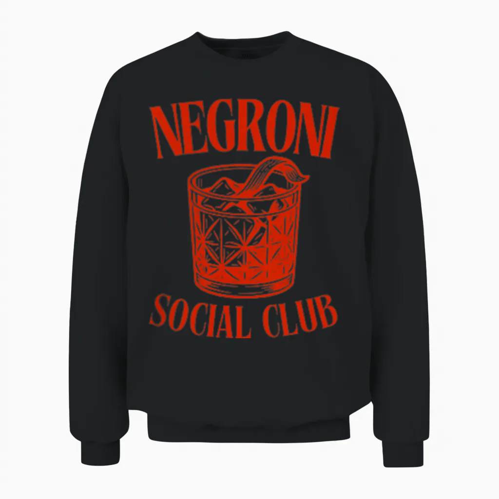 Ni Social Club I Retro Classic Gin Cocktail Team Chest Unisex Sweatshirt in Black