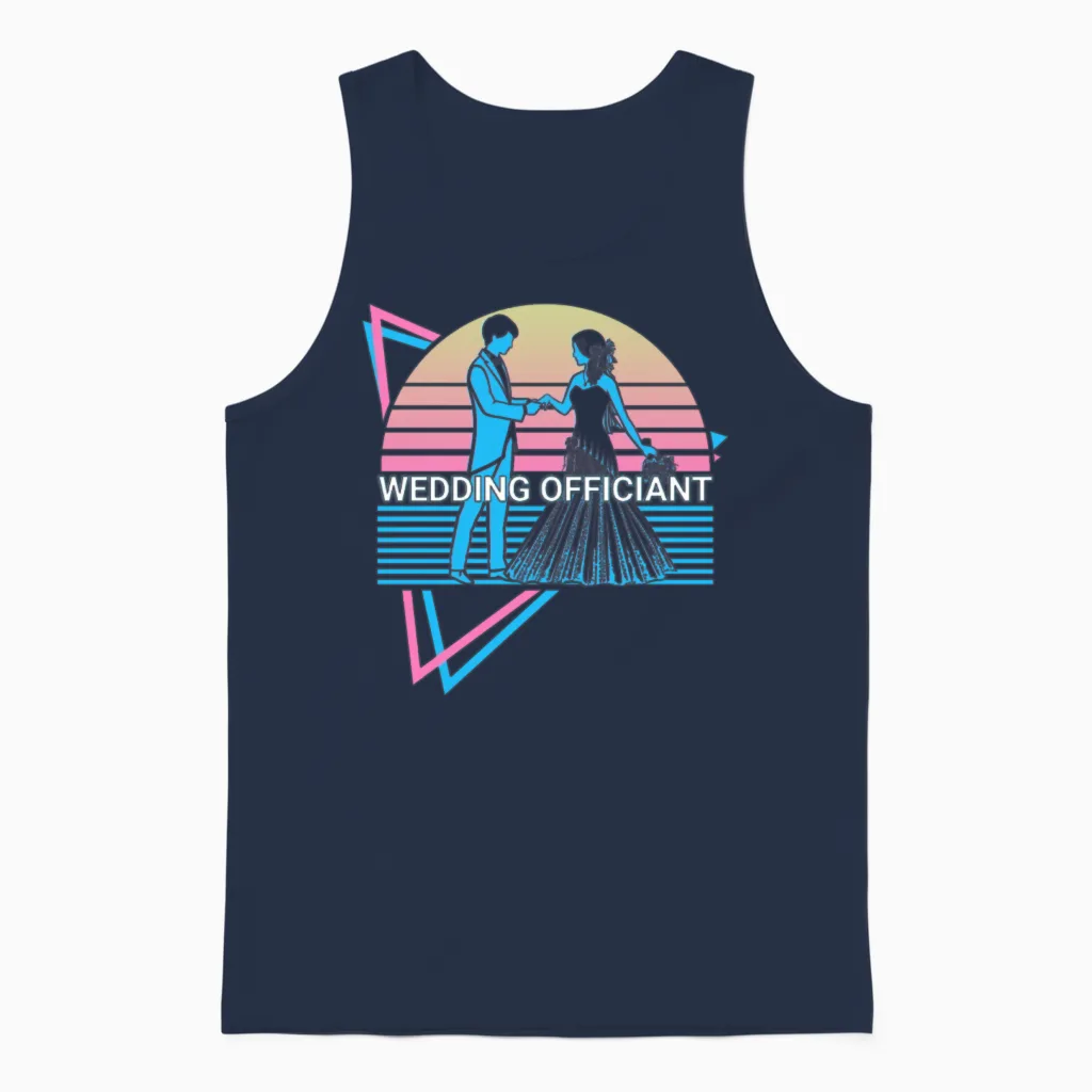 Wedding Officiant Retro Unisex Tank Top in Navy