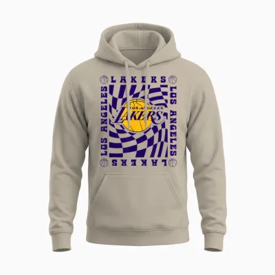 Nba Los Angeles Lakers Retro Checkerboard Wave Unisex Hoodie - Sand