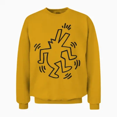 Keith Haring Tanzende Hunde-Kunstwerk Unisex Sweatshirt - Gold