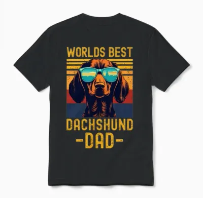 Dachshund with Sunglasses Retro Unisex T-Shirt - Black