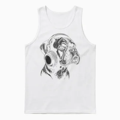 Boxer Chien Motif Animal Animalier Musique Casque Boxer Unisex Tank Top - White