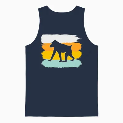 Monkey Retro Unisex Tank Top - Navy