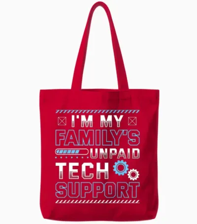 Funny I'm My Family's Unpaid Tech Support Tote Bags - Red