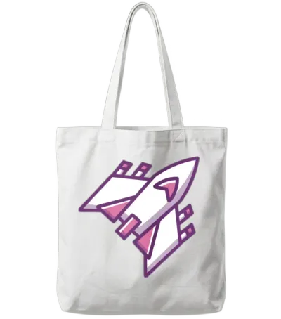 Classic Retro Game Spaceship Tote Bags - White