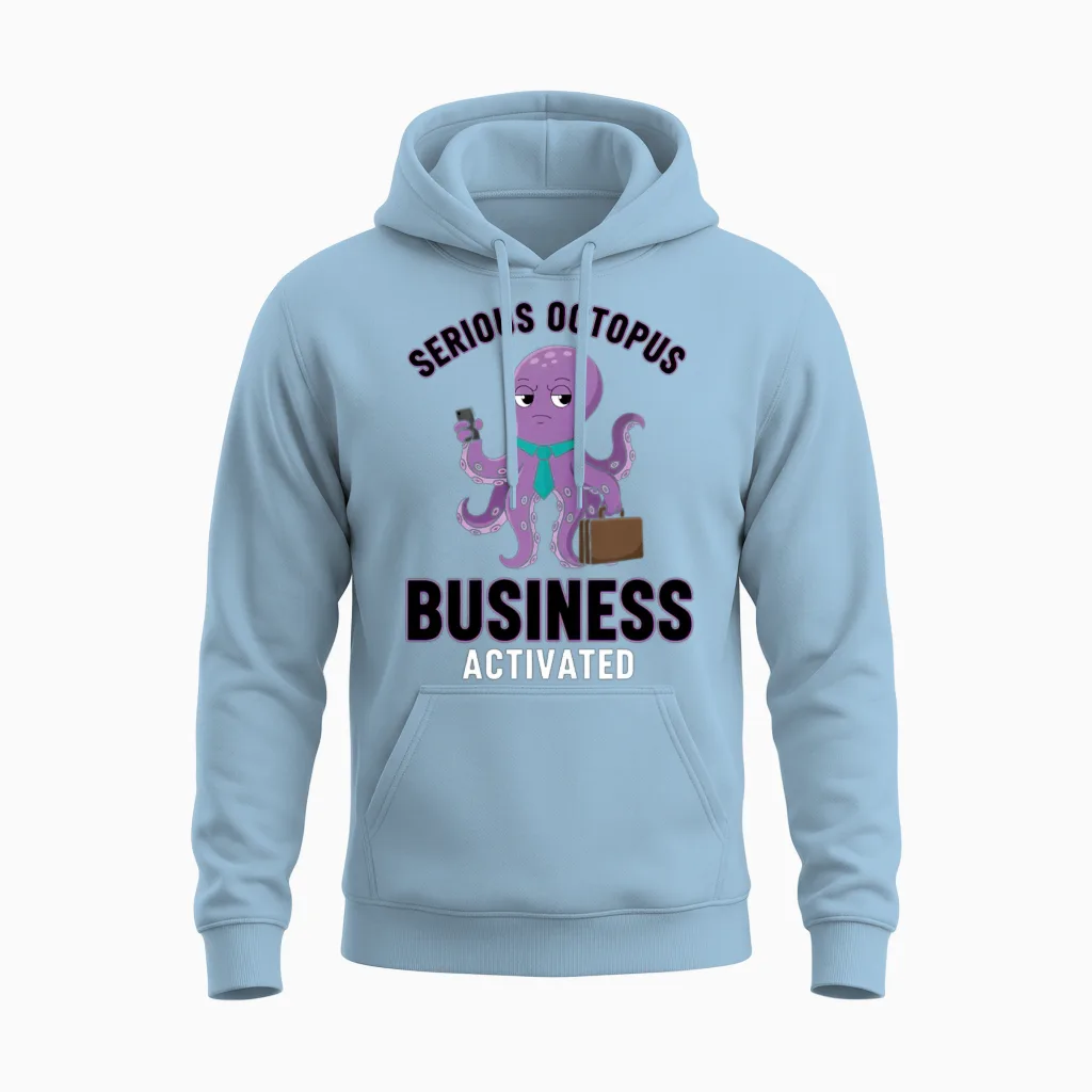 Serious Octopus Business Activated Unisex Hoodie - Light Blue