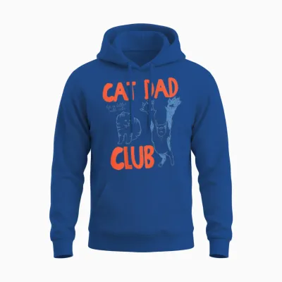 Cat Dad Club Life Is Better with Cats Cat Dad on Back Unisex Hoodie - Royal