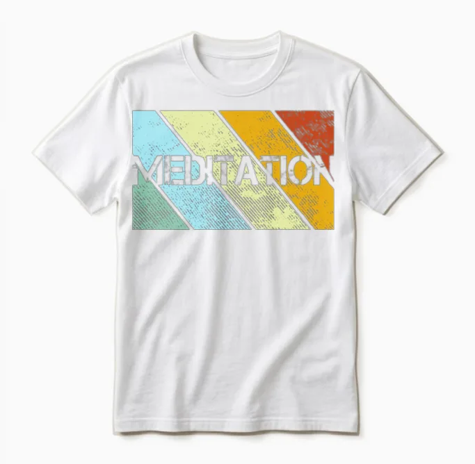 Meditation Retro Unisex T-Shirt in White