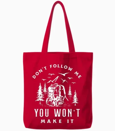 Funny Hiking Hiker Gift Tote Bags - Red