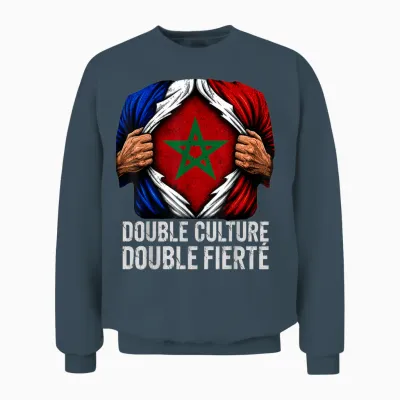 Double Culture Double Fierté Franco Marocain France Maroc Unisex Sweatshirt - Dark Heather