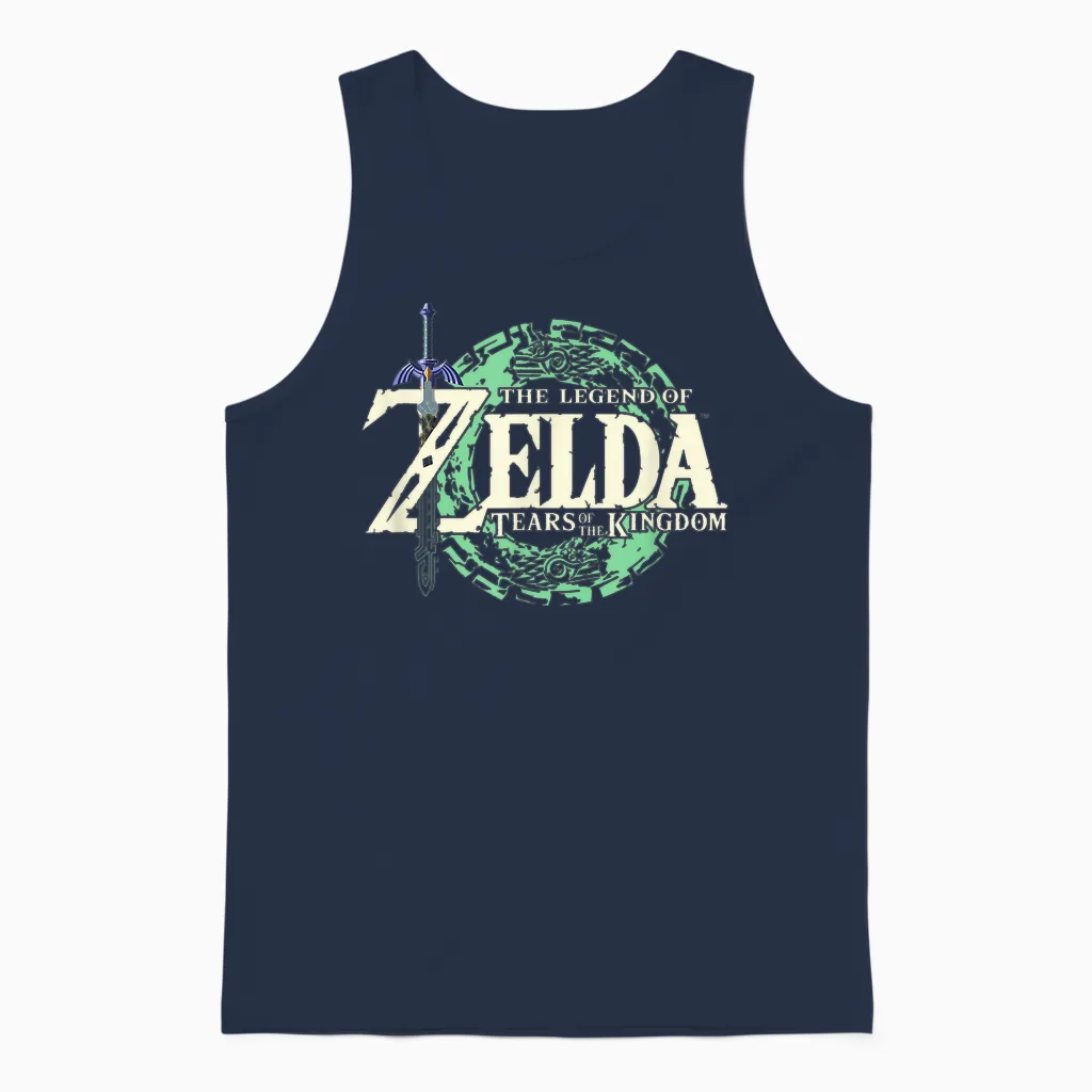 The Legend of Zelda Tears of the Kingdom Official Logo Short Sleeve T-Shirt, Black, Small Unisex Tank Top in Navy