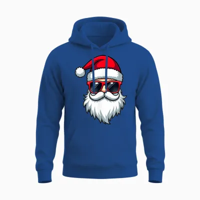 Cool Santa in Sunglasses Christmas Modern Holiday Art Tee T-Shirt, Black, S Unisex Hoodie - Royal
