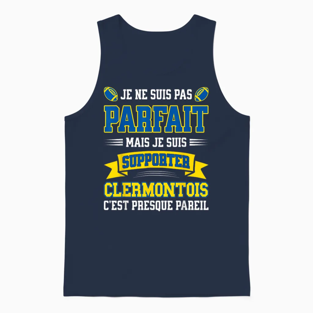 Pas Parfait Supporter Rugby Humour Clermont-Ferrand Rugbyman Unisex Tank Top in Navy