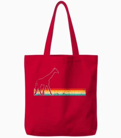Giraffe Retro Tote Bags - Red