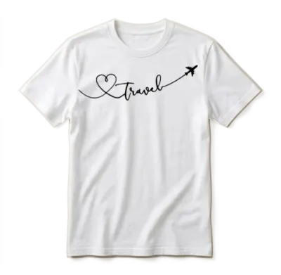 Travel Love with Plane Unisex T-Shirt - White