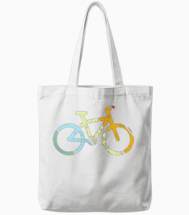 Cycling Retro Tote Bags in White
