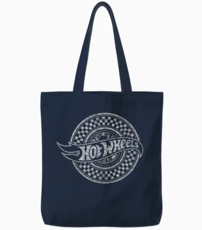 Hot Wheels - Checked Circle Logo Tote Bags - Navy