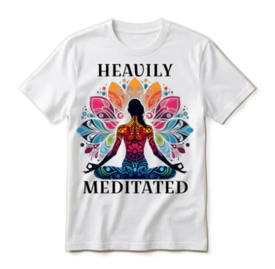 Heavily Meditated Funny Yoga Saying Unisex T-Shirt - White