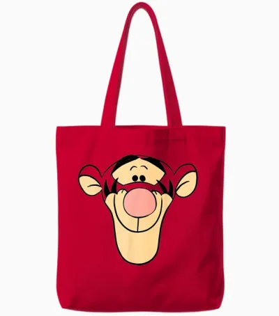 Disney Winnie the Pooh Tigger Big Face T-Shirt, Orange, S Tote Bags - Red