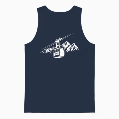 Ski Lift Gondola Mountains Alps Hiking Holiday Ski Holiday Hiking T-Shirt, Black, S Unisex Tank Top - Navy