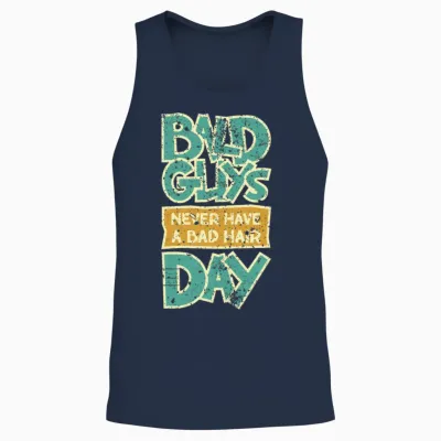 Bald Guys Never Have a Bad Hair Day. Unisex Tank Top - Navy