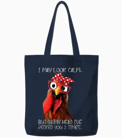 Rooster Locked You 3 Times Tote Bags - Navy