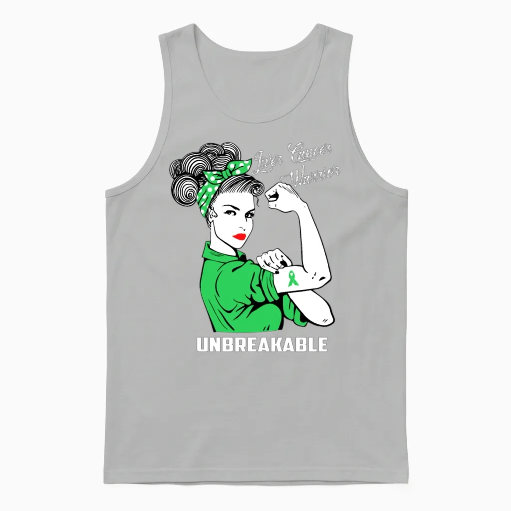 Liver Cancer Warrior Unbreakable Unisex Tank Top in Ash