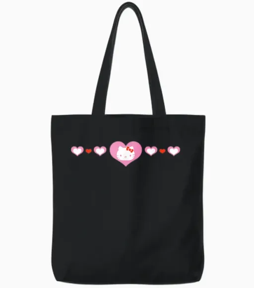 Hello Kitty Hearts Tote Bags - Black