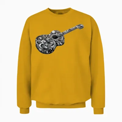 Retro Style Guitar for Guitarists Unisex Sweatshirt - Gold