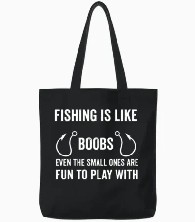 Funny Fishing Tote Bags - Black
