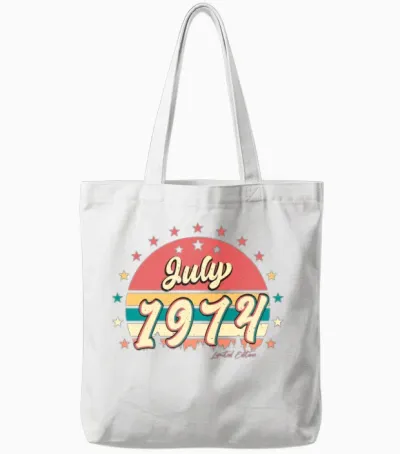 Vintage 1974 July Tote Bags - White
