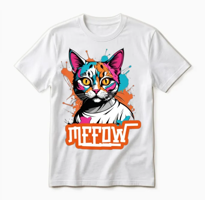 'meeow' Graffiti Cat Gd Lovers Gift Unisex T-Shirt in White