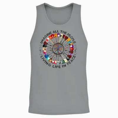 Imagine Hippie People Living Life in Peace and Love Unisex Tank Top - Sport Grey