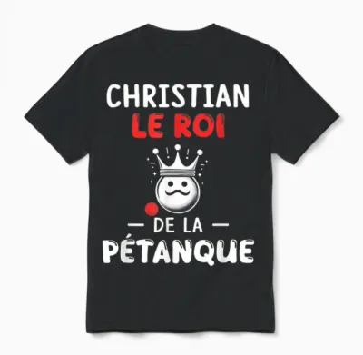 Personalised Gift Man Name Christian Petanque Humour T-Shirt, Black, S Unisex T-Shirt - Black