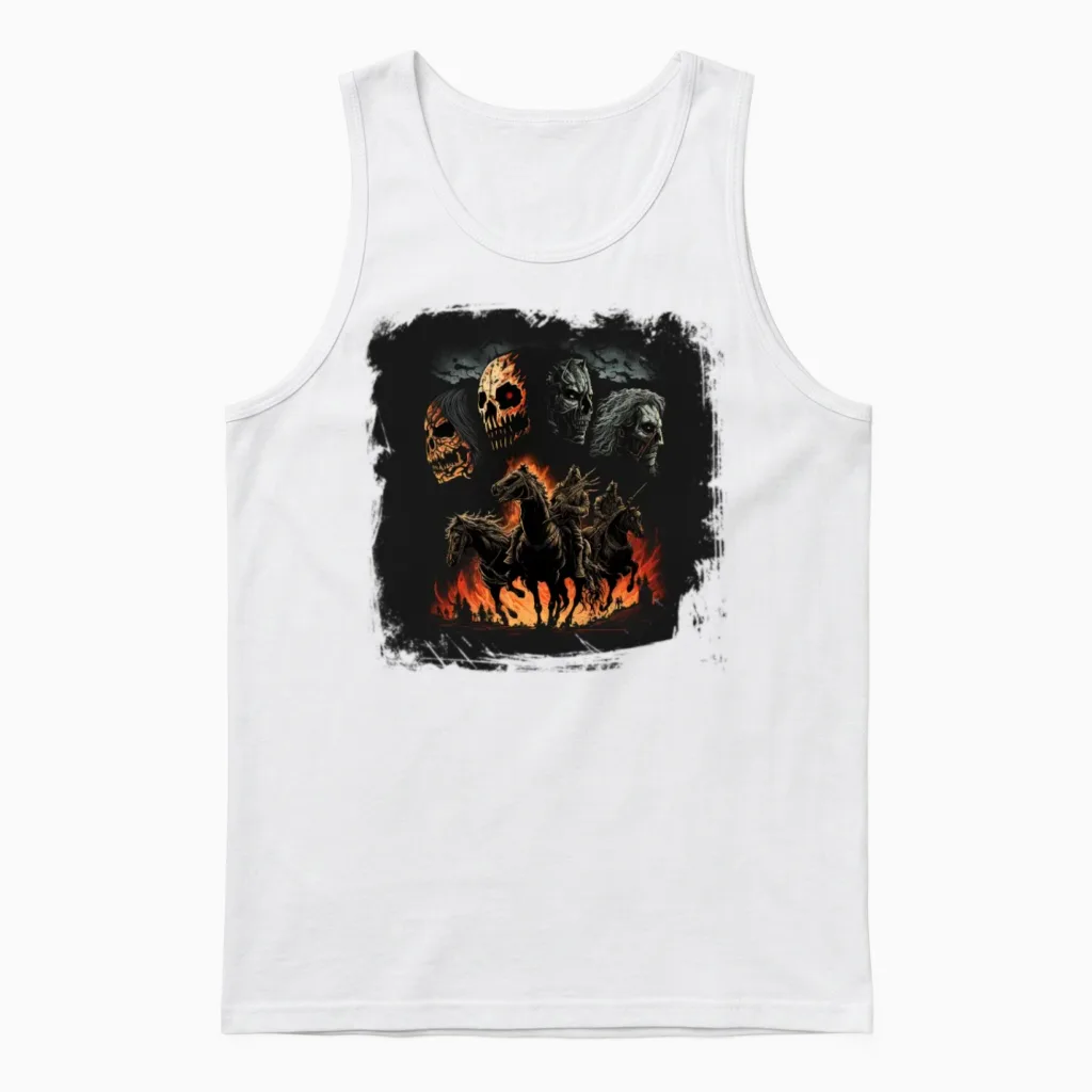 Horsemen of the Apocalypse Skulls Unisex Tank Top in White