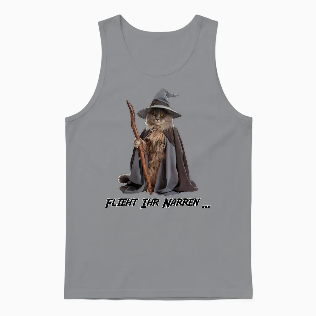 Lustiges Katzen Zauberer Outfit, Catdalf Unisex Tank Top in Sport Grey