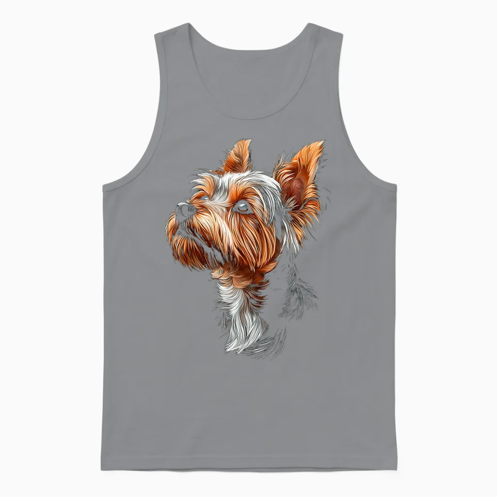 Yorkshire Terrier Dog T-Shirt, Black Unisex Tank Top in Sport Grey