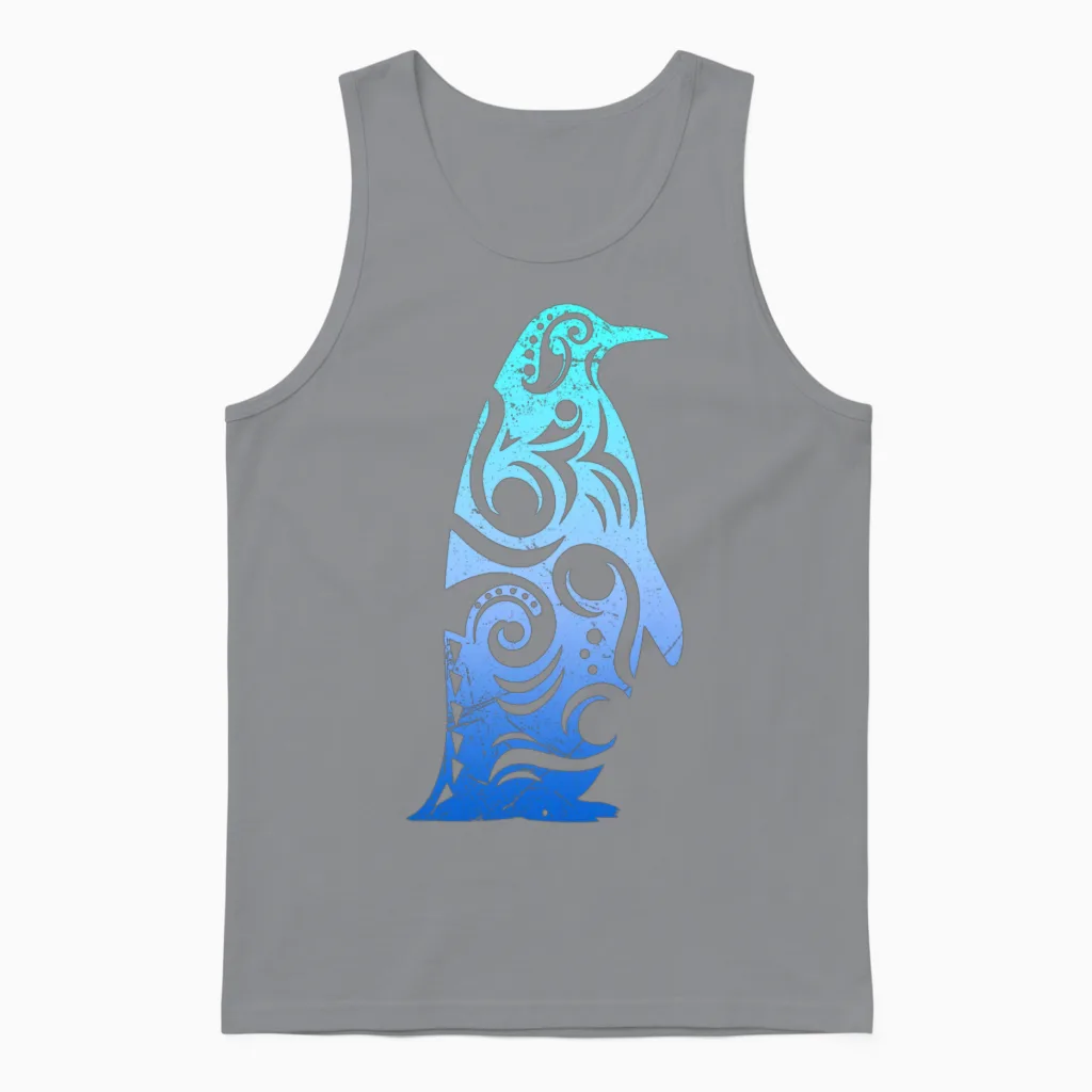 Penguin Maori Style Tribal Tattoo Gift Idea Unisex Tank Top in Sport Grey