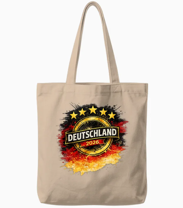 Deutschland 2026 Fünfter Stern Fanmotiv Tote Bags in Natural