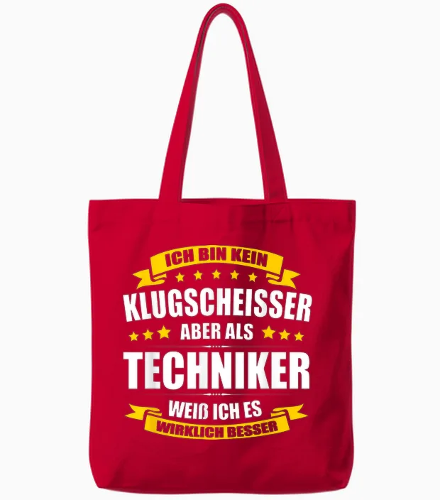 Ich Bin Kein Klugscheisser Techniker Prüfung Abschluss Tote Bags in Red