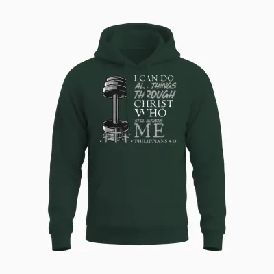 Can Do All Things Weightlifter Christian Gym Bible Verse Unisex Hoodie - Forest