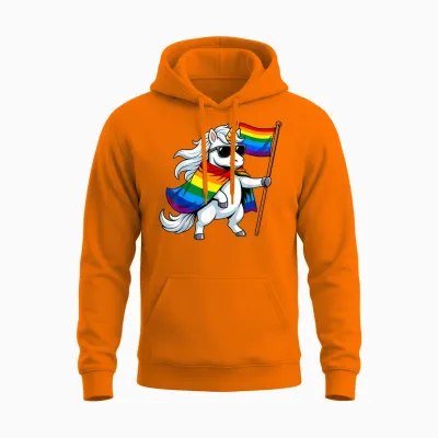 Einhorn-Lgbtq-Preismonat Unisex Hoodie - Safety Orange
