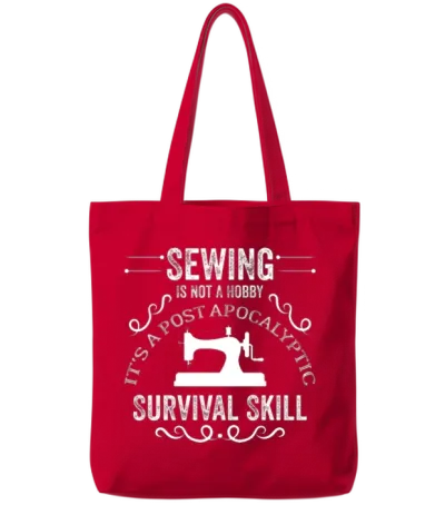Funny Sewing Quote Sewing Is Not a Hobby Tote Bags - Red