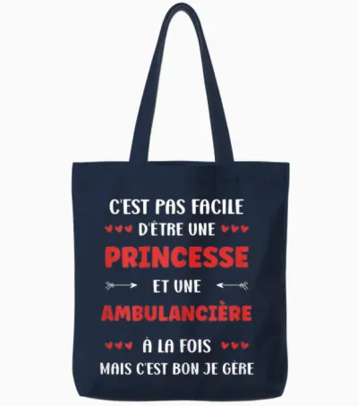 Departure Occupation Ambulance Humour Princess Ambulance T-Shirt, Black, Female X-Small Tote Bags - Navy