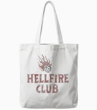 Stranger Things Hellfire Wanted Officially Licensed Tote Bags - White