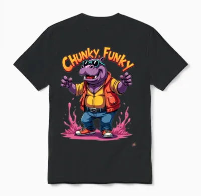 Chunky Funky Hippo Unisex T-Shirt - Black