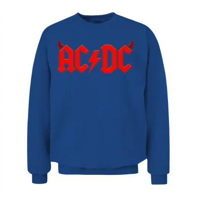 Ac/dc Red Logo with Devil's Horns Unisex Sweatshirt - Royal