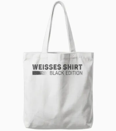 White Shirt Black Edition Funny Slogan T-Shirt, Black Tote Bags - White