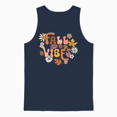 Fall Vibes Retro Groovy Fall Season Retro Leopard Unisex Tank Top - Navy